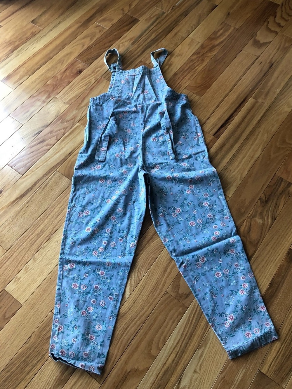 Petite Sophisticate Light Blue Floral Women's Overalls